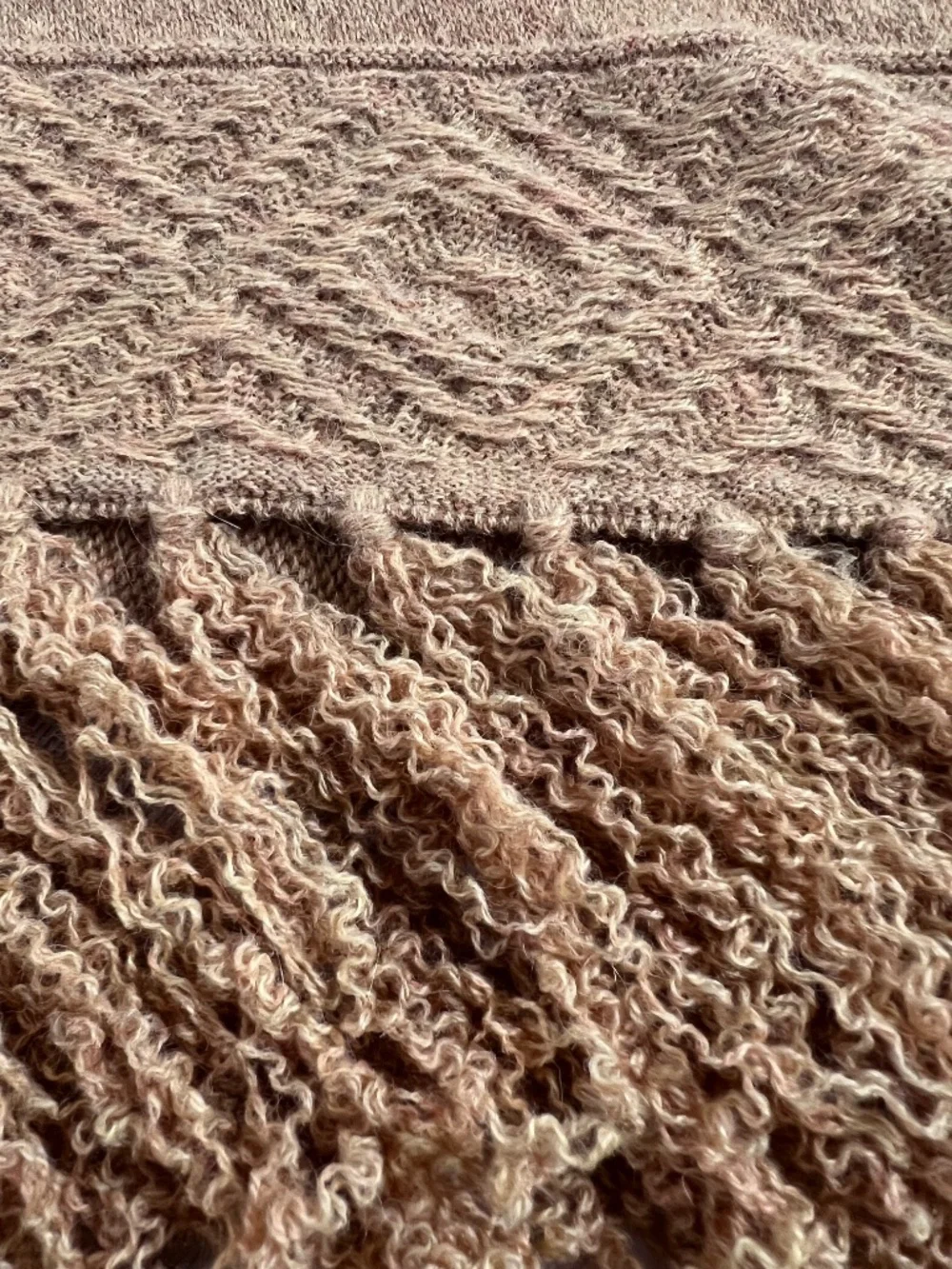 Kuna 100% Baby Alpaca Poncho Camel Asymmetrical Fringe Wrap Cape